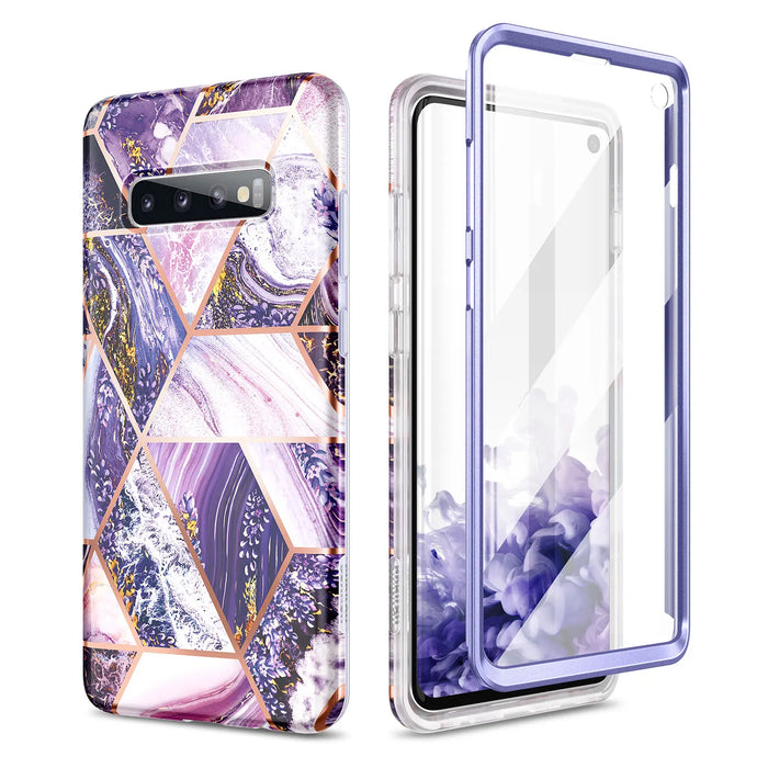 Samsung S10 Case 6.1 Geometric Marble Shockproof Cover With Screen Protector