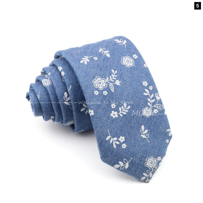 Floral Skull Anchor Denim Tie For Weddings Parties And Daily Wear