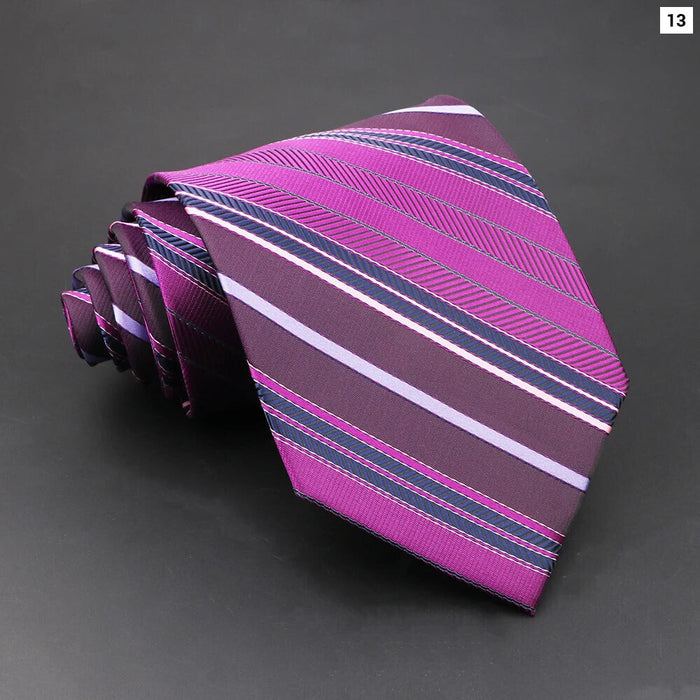 Purple Striped Necktie For Business Weddings And Daily Wear