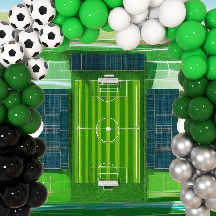 128Pcs Green Football Balloon Garland Arch Set For Football Game Sports Party Birthday Anniversary Outdoor Decoration