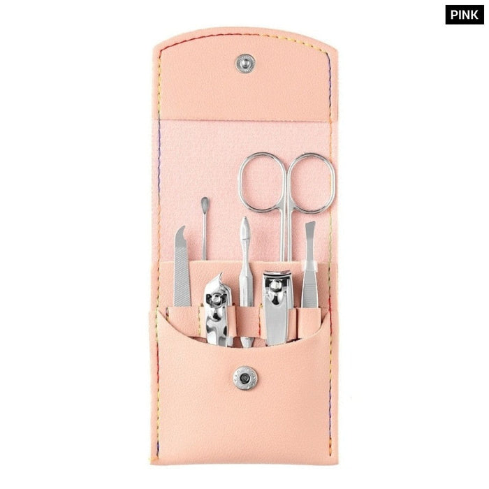 Decorte Beauty and Enhancement Tool Set 7 Piece Folding Bag Nail Clippers Portable Household Diagonal Ear Spoon