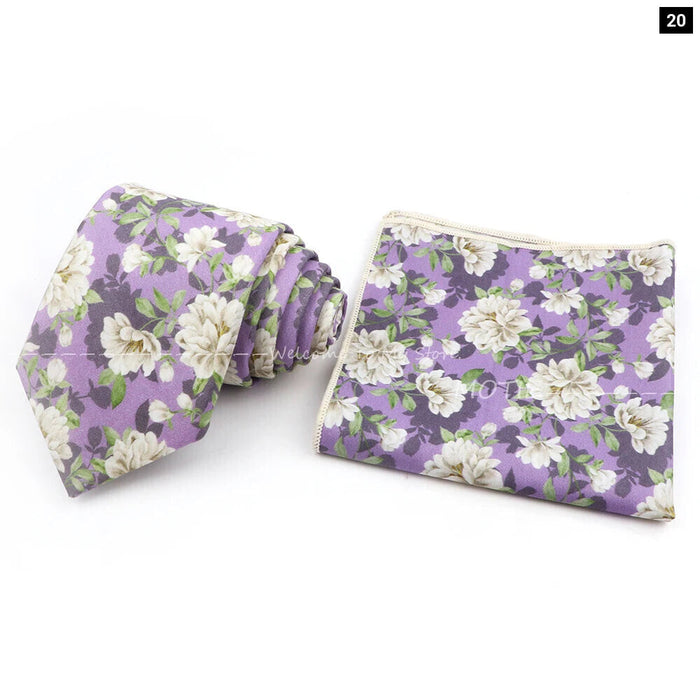 Floral Cotton Tie Set For Parties And Daily Wear