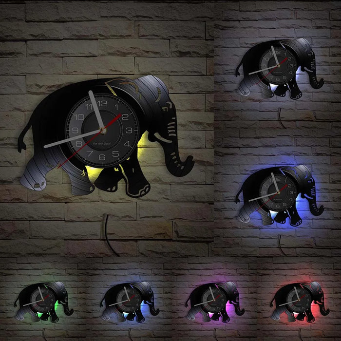 Elephant Vinyl Record Wall Clock