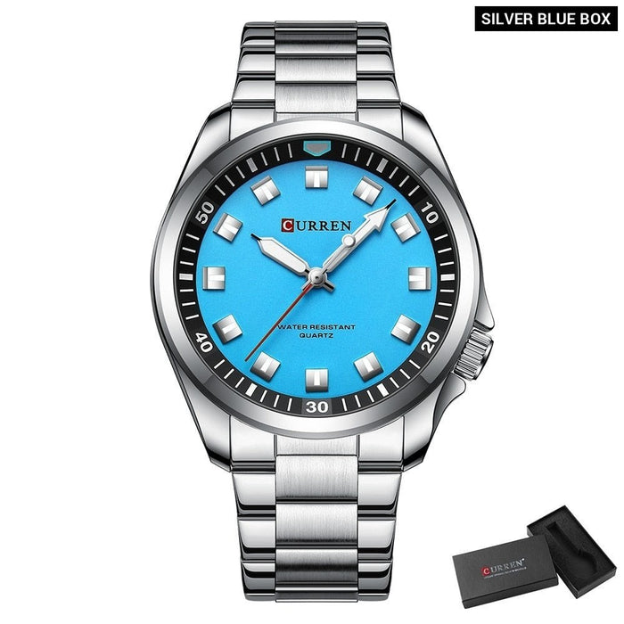 Minimal Stylish Dial Men's Watches with Stainless Steel Strip Trendy Business Quartz Wristwatch