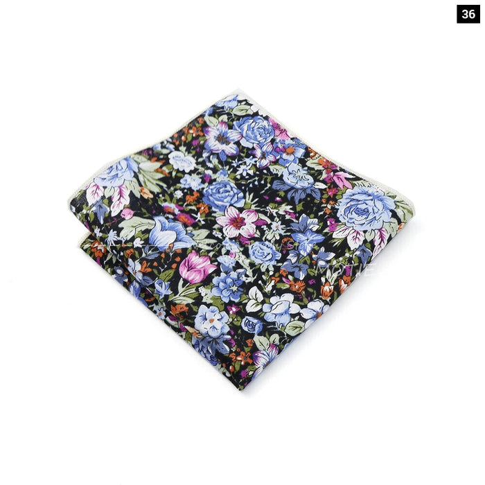 Wedding Suit Pocket Square Cotton Flower Hankerchief For Men Gift