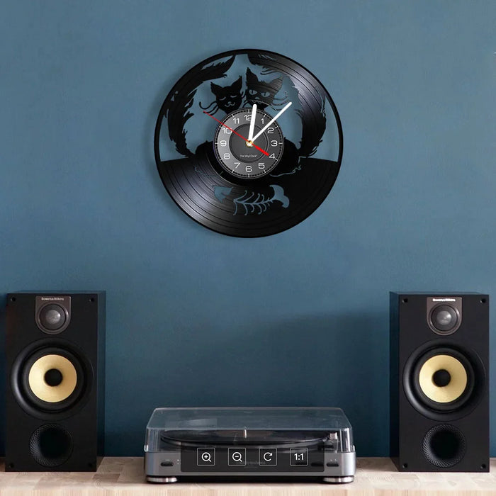 Love Cats Vinyl Record Wall Clock