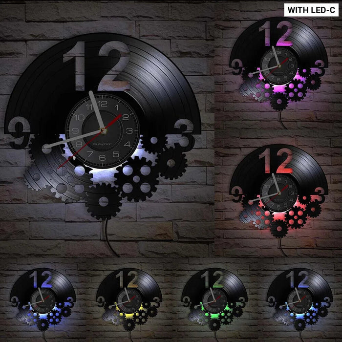 Steampunk Vinyl Record Wall Clock