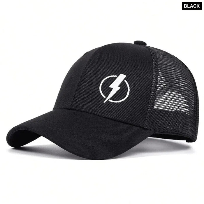 Adjustable Lightning Embroidery Baseball Cap / Hat For Outdoor Sun Protection