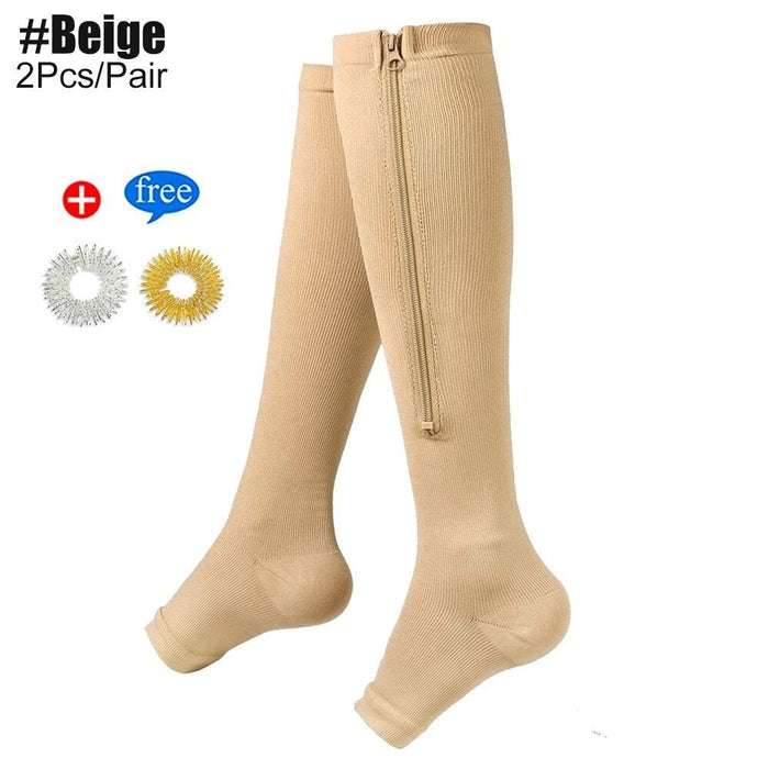 2Pcs/Pair Zipper Compression Skin Protection Open Toe Socks for Men Women