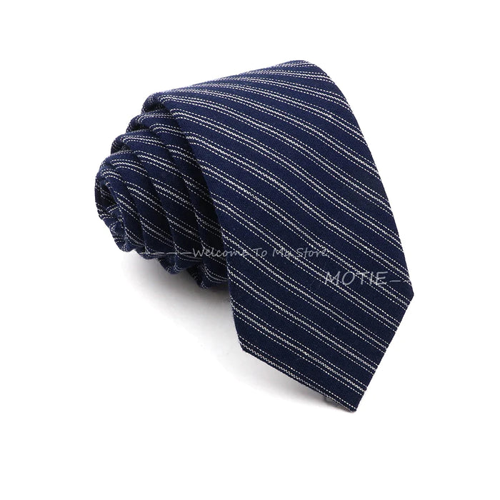 Classic Striped Cotton Necktie For Business And Weddings