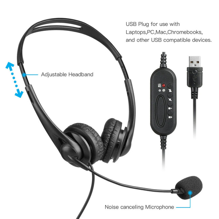 Over Ear USB Headset for Call Center and Desktop