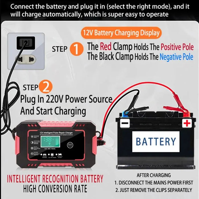 Lcd Display Car Battery Charger 12V 6A