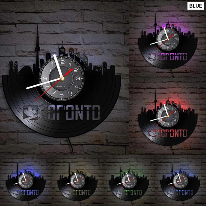 Toronto Skyline Vinyl Record Clock