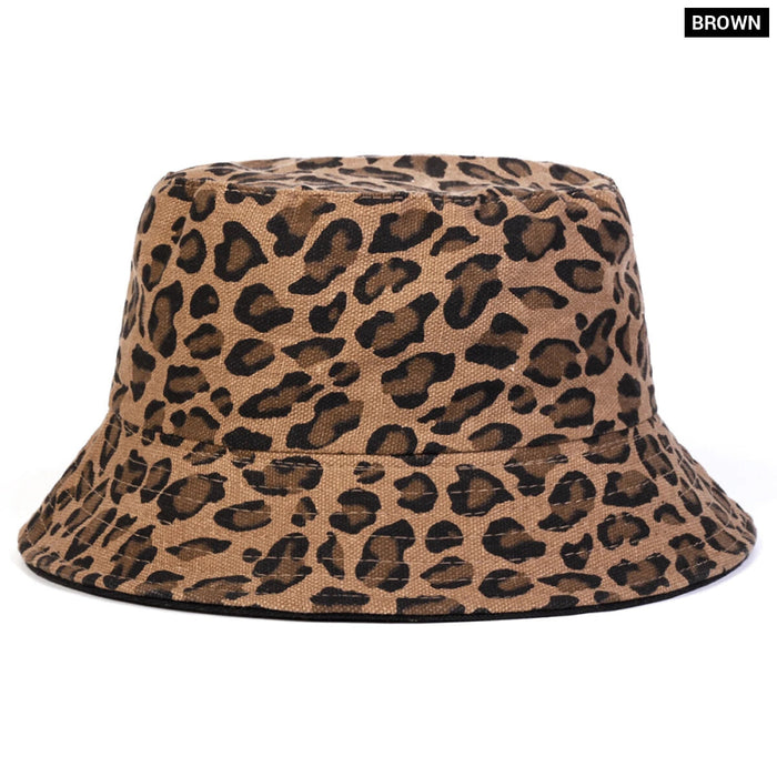 Leopard Print Bucket Hat For Outdoor Sun Protection