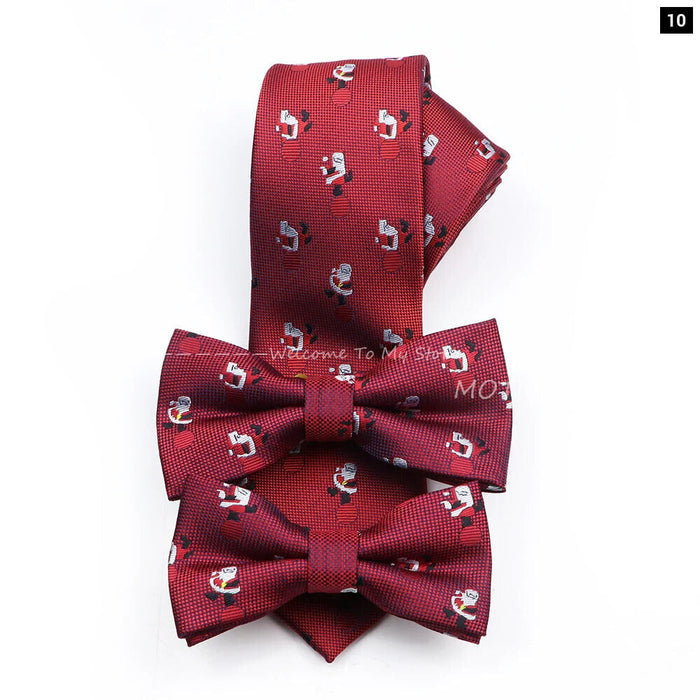 Christmas Tie Set Red Snowflake Pattern Parent-Child Polyester Gift Accessory