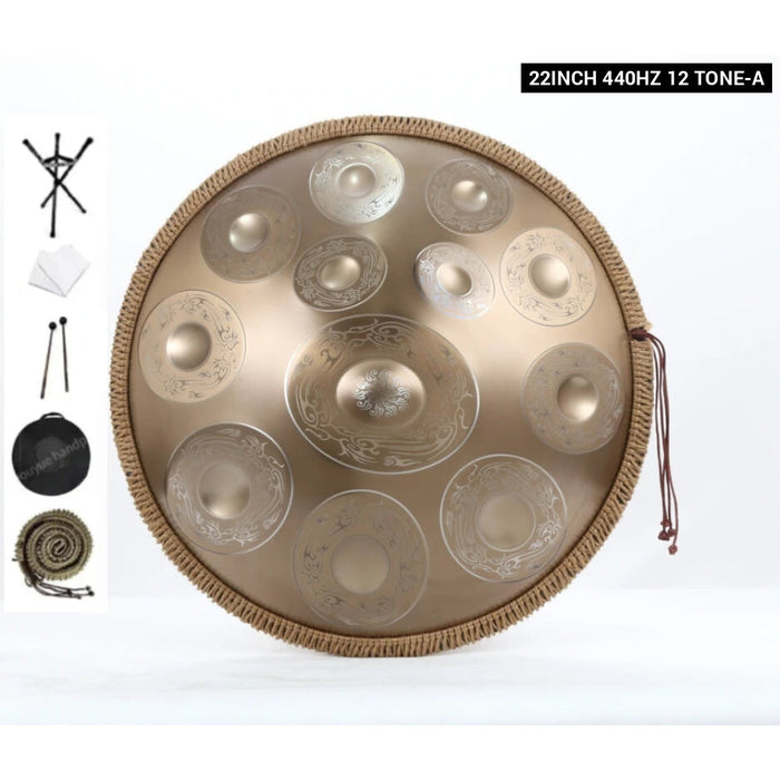 440Hz 432Hz 12 10 9 Notes D Minor Steel Tongue Carve Golden Handpan Drum