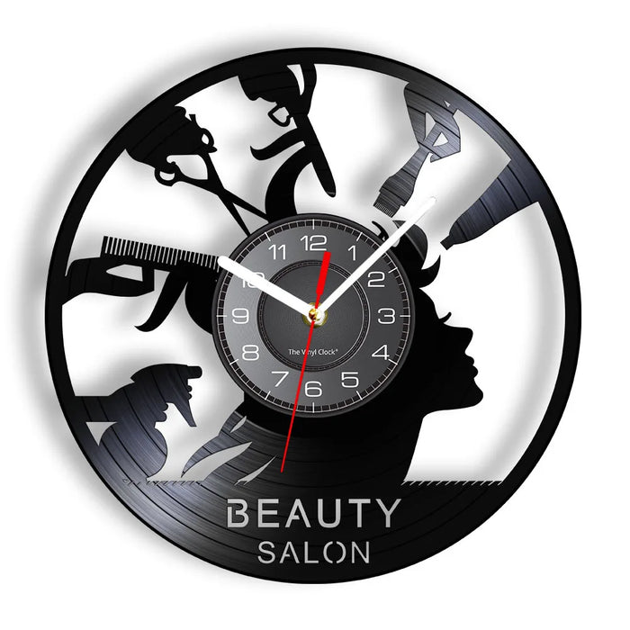 Vinyl Record Beauty Salon Wall Clock