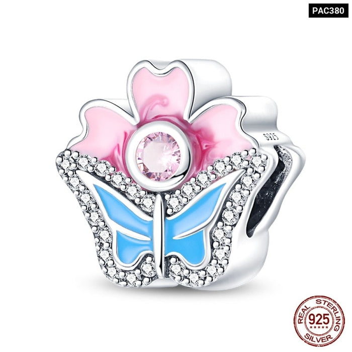 Fit Pandora 925 Original Bracelet 925 Sterling Silver Flower Bird Series Charms Beads For Women DIY Jewelrys Making