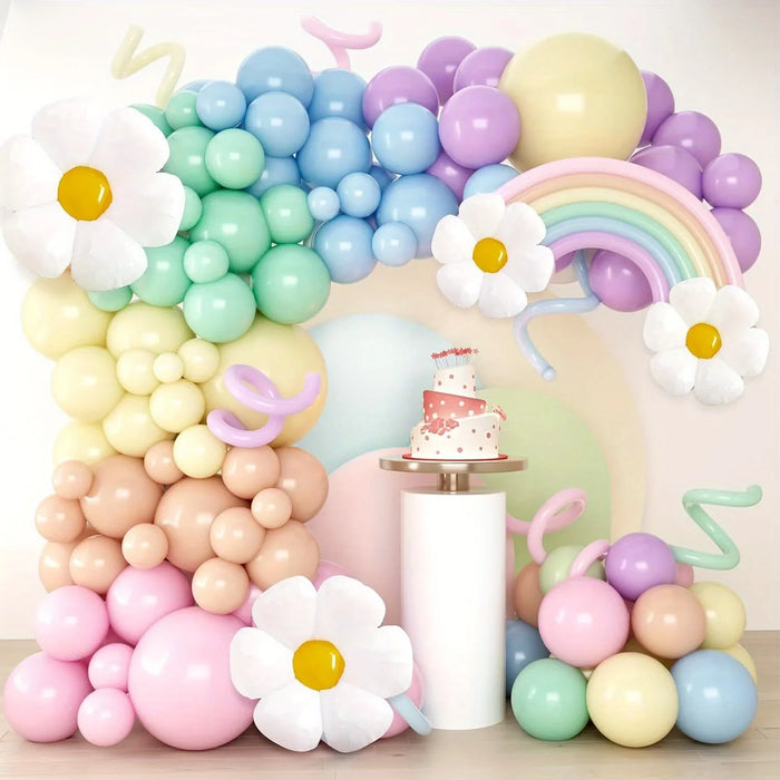 140Pcs Colourful Balloon Garland Daisy Balloon Set Birthday Party Dance Wedding Easter Mother'S Day Home Decor
