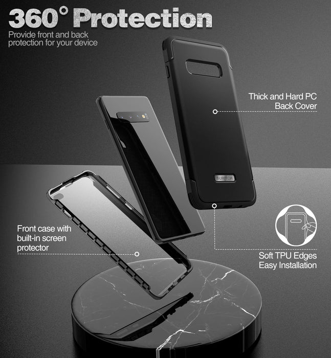 Rugged Shockproof Full Body Case For Samsung Galaxy S10Plus With Screen Protector