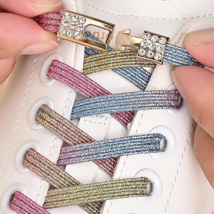 No Tie Elastic Shoelaces With Diamond Buckle