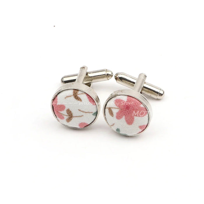 Floral Pattern Cufflinks Mens Classic White Metal Accessory