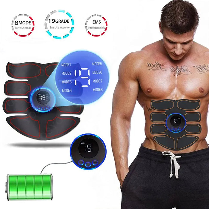 Ems Abdominal Muscle Stimulator Usb Charging Fitness Abs Arm Training Patches For Home Men