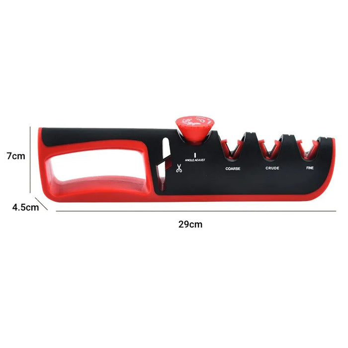 5 In 1 Kitchen Knife Sharpener Black Red Stainless Steel