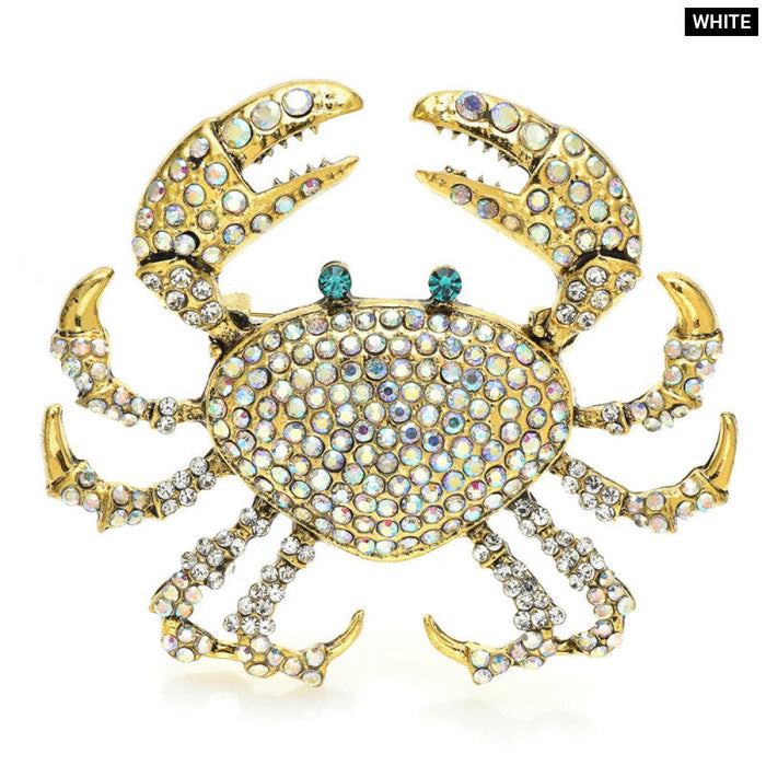 Rhinestone Crab Brooch Luxury Sea Animal Pin