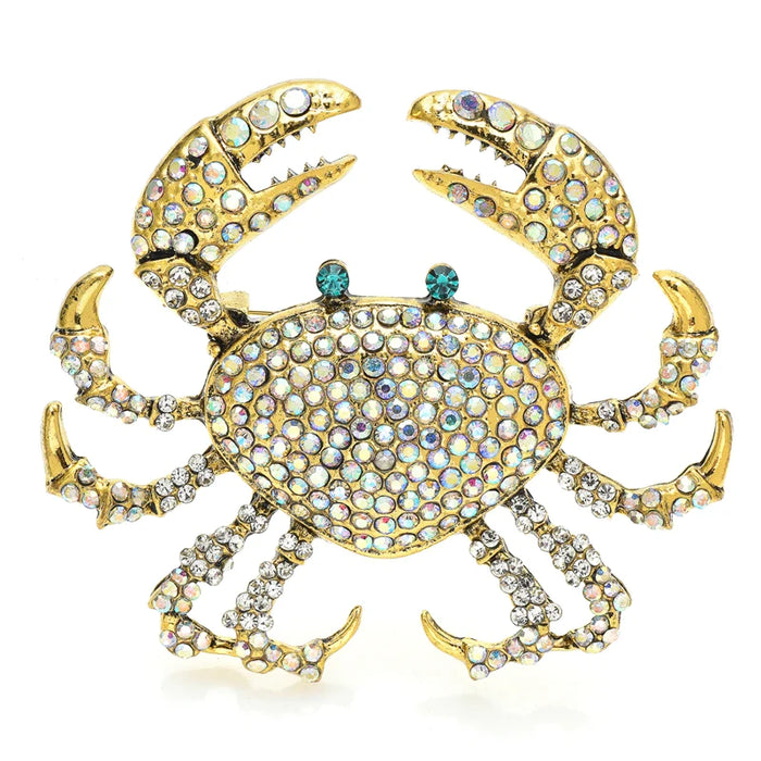 Rhinestone Crab Brooch Luxury Sea Animal Pin