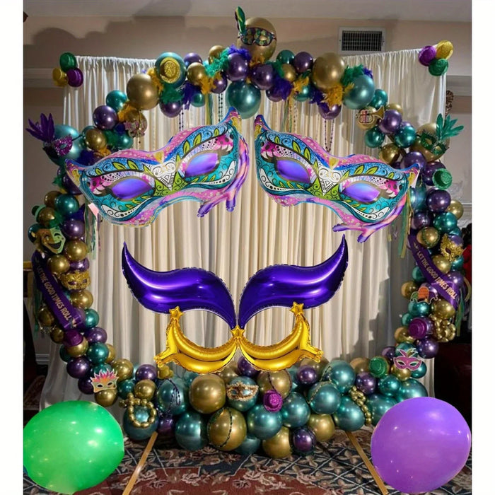 130Pcs Carnival Balloon Garland Arch Set Mask Balloon Suitable For Decorating Carnival Parties Carnival Birthdays Party Supplies