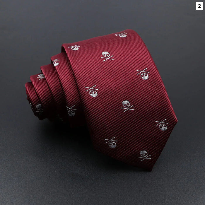 Slim Skull Ties Red Blue For Weddings And Cosplay