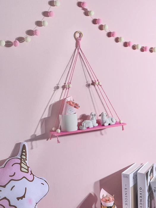 Wooden Pink Shelf For Girls Room Decor