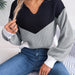 Colourful Patchwork Knit Sweater For Women