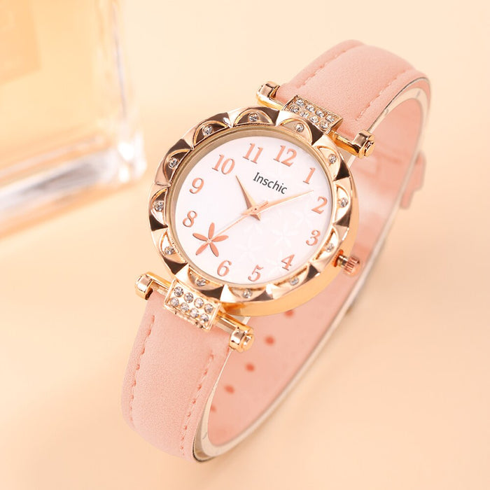 5Pcs Set Fashion Women Business Watches Simple Ladies Dress Leather Quartz Watch Womens Bracelet Wristwatch