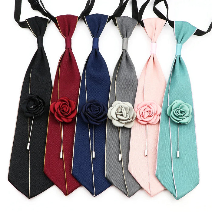 Handmade Ties And Flower Brooch Set And Elegant For Weddings And Business