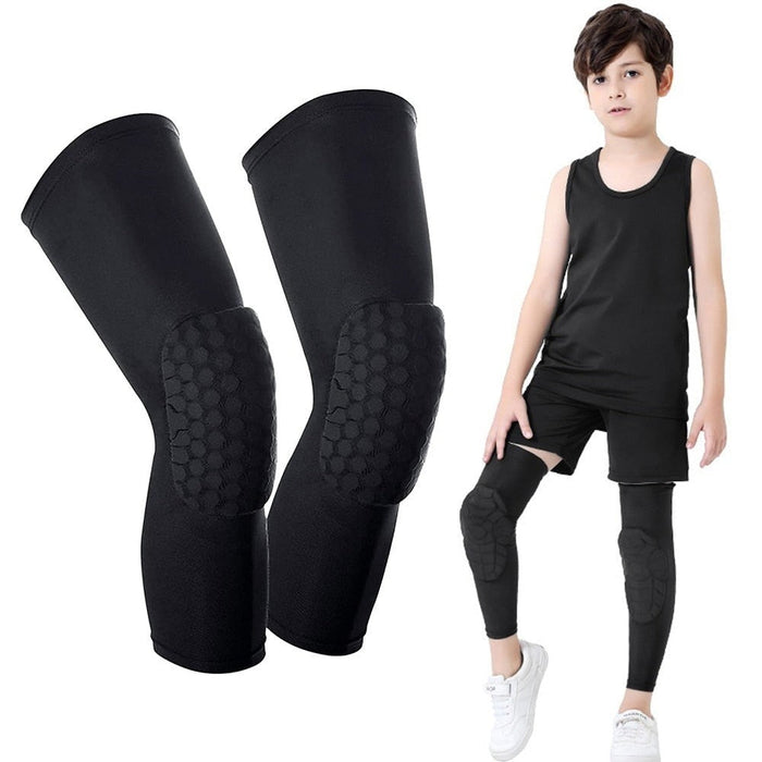 Youth Crash Honeycomb Breathable Knee Pad Compression Leg Sleeves For Cycling Football Basketball