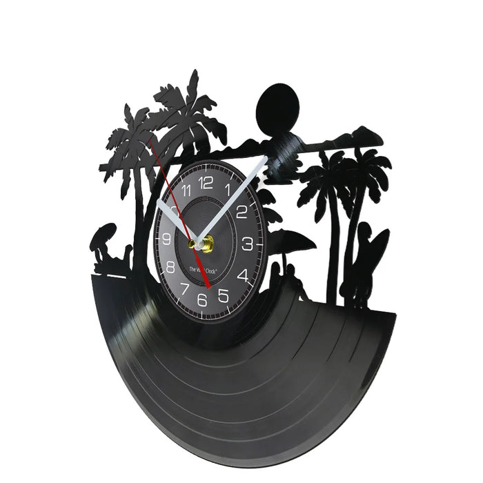 Beach Scenery Vinyl Record Clock