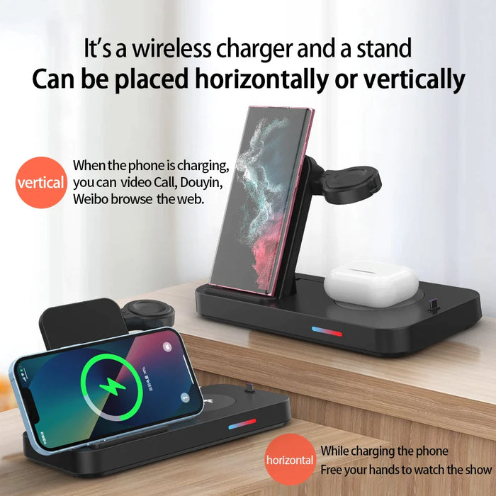 15W 3 In 1 Foldable Qi Fast Wireless Charging Station For Samsung S22 Galaxy Watch5 /4 Iphone 14/13 Apple Iwatch