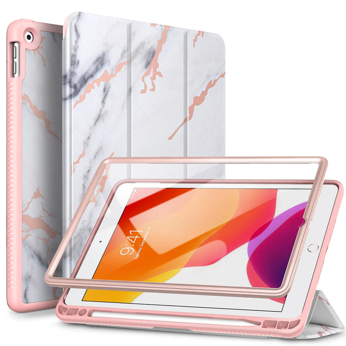 Ipad 9Th/8Th/7Th Gen Magnetic Trifold Stand Leather Case With Pencil Holder Screen Protector