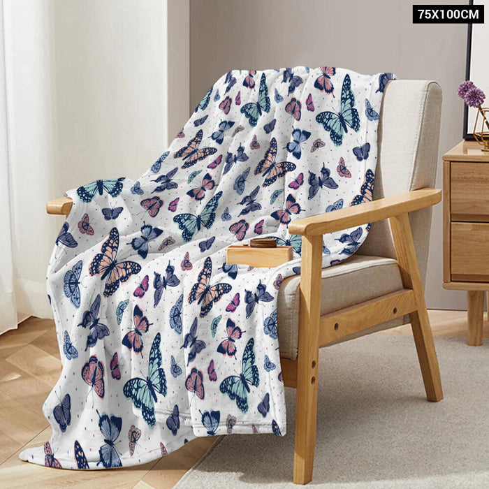 Butterfly Print Plush Throw Blanket Soft For Sofa Couch And Bed