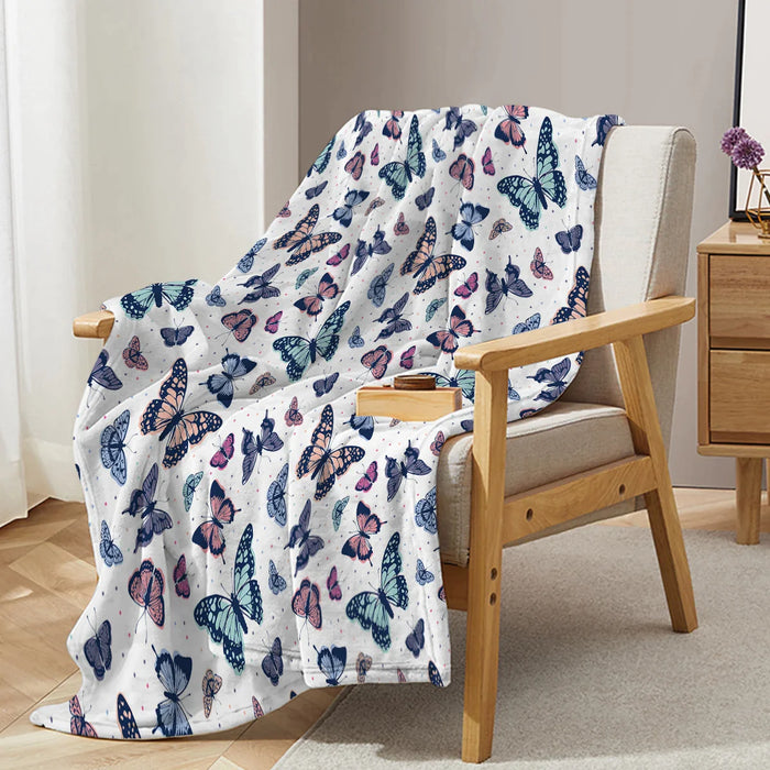 Butterfly Print Plush Throw Blanket Soft For Sofa Couch And Bed