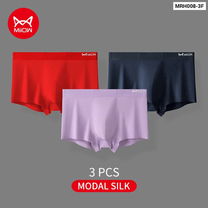 3 Piece 80ct Modal Mens Boxers Silk Crotch Underwear