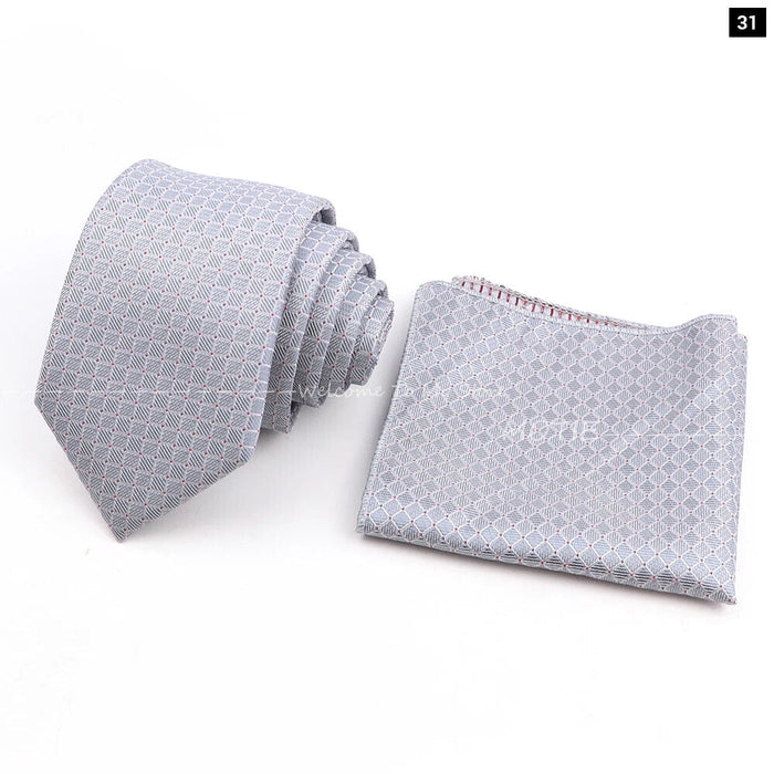 Blue Striped Tie Set For Weddings And Parties