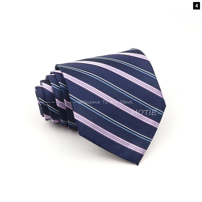 Blue Striped Polyester Tie For Men For Business Weddings And Daily Wear