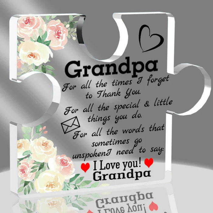 Grandpa Puzzle Piece Decor Grandkids Gifts Acrylic Table Decor