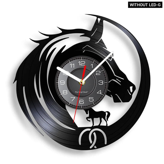 Horse Head Vinyl Record Wall Clock