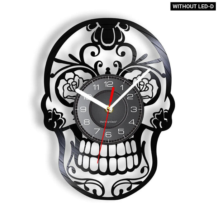 Dark Skull Vinyl Record Wall Clock