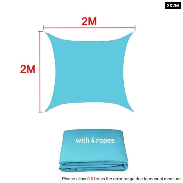 Waterproof Skyblue Square Rectangle Shade Sail Garden Terrace Canopy Swimming Sun Shade Sail Awning 420D