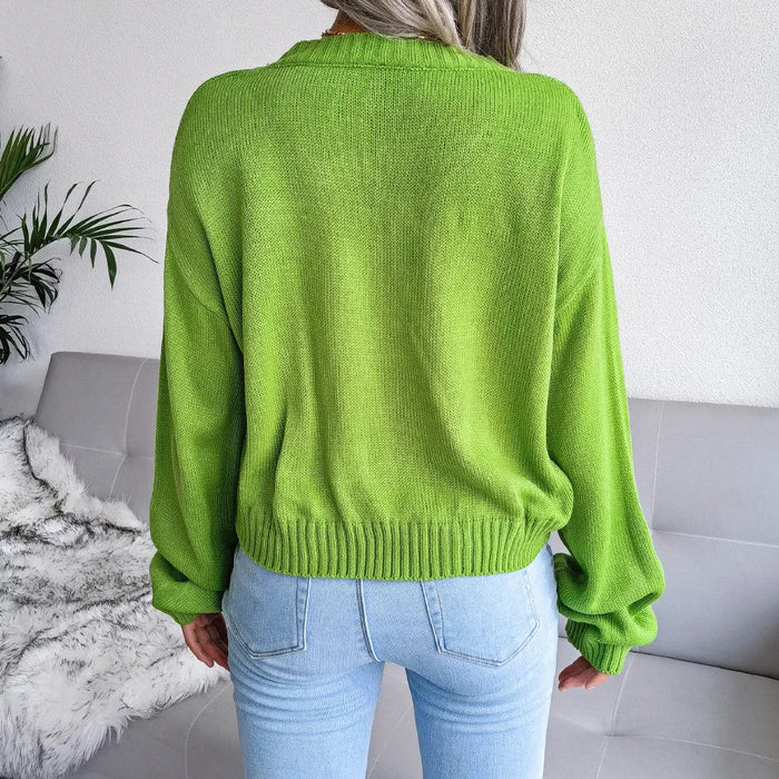 V Neck Knit Sweater For Women